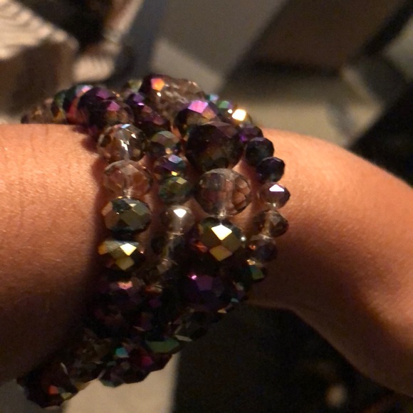 Purple and Black stretch bracelets - Picture 3 of 4